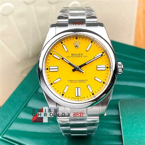 rolex oyster perpetual 41 yellow for sale|rolex oyster perpetual 41 celebration.